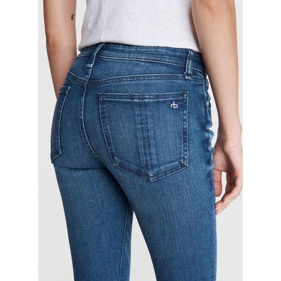 rag & bone Cate Mid Rise Ankle Skinny Jeans – Women’s 24 Palmer Blue Raw Hem - Picture 12 of 12